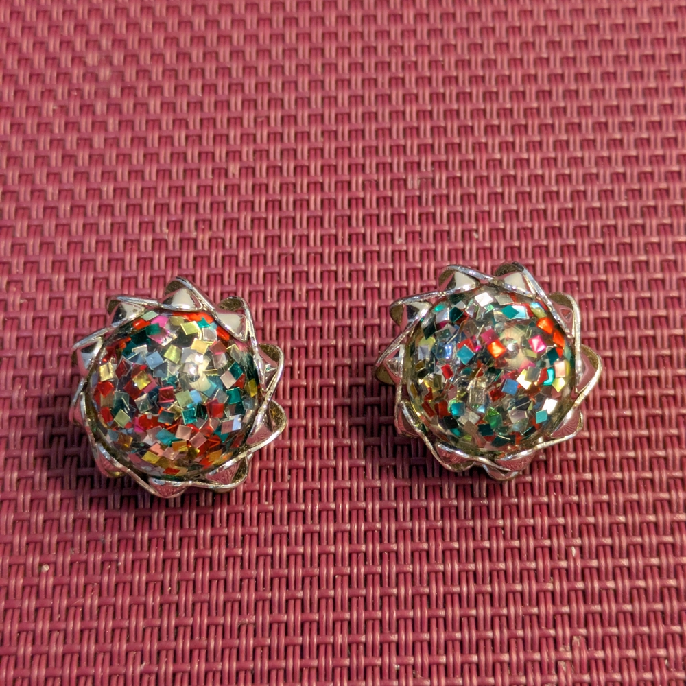 B#2: Vintage  Confetti Lucite Clip On Earrings